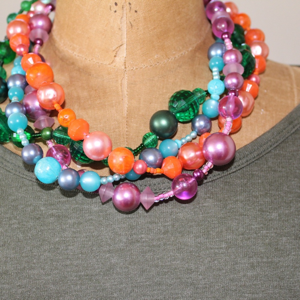 Necklace Made with Up-cycled Vintage Plastic Beads